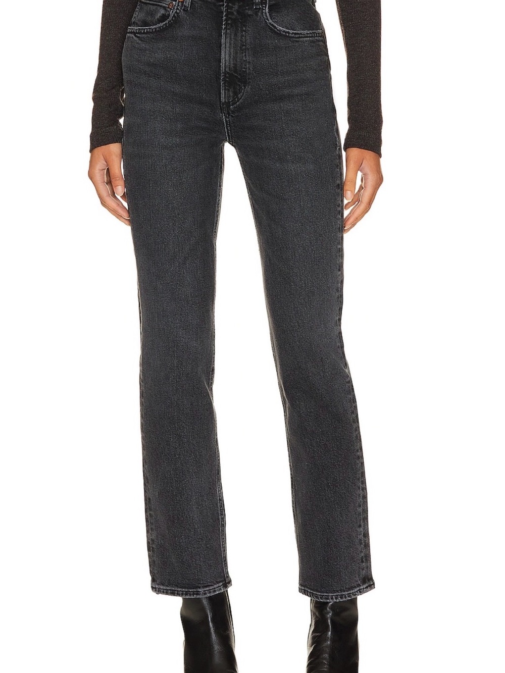 Agolde High Rise Stovepipe Jeans in Metal